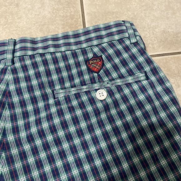 POLO GOLF Ralph Lauren Shorts Men's 32 Plaid Green Blue Classic Shorts - Picture 6 of 6